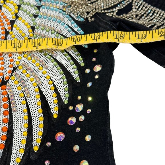 (H-224) Black Stretch Denim Jacket Size S - Picture 10 of 12